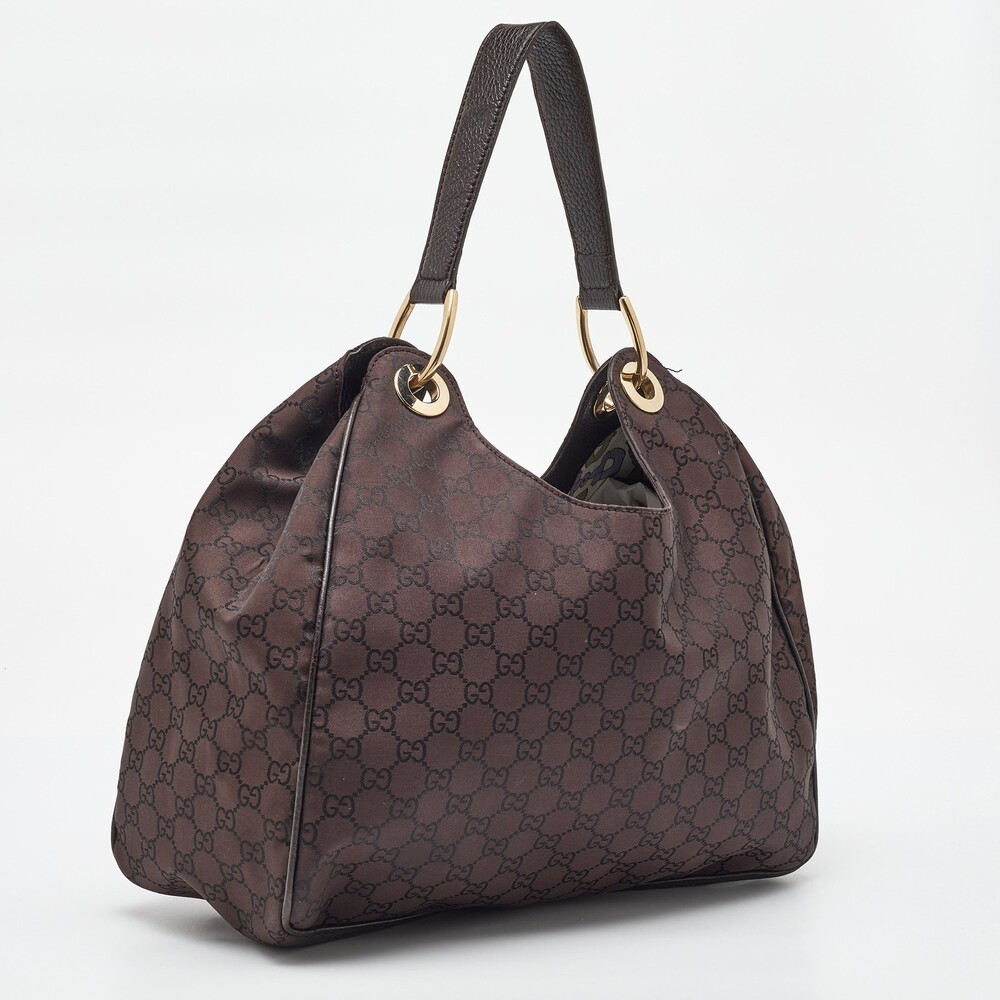 Gucci Dark Brown Gg Nylon And Leather #169720G64B - Picture 3 of 9